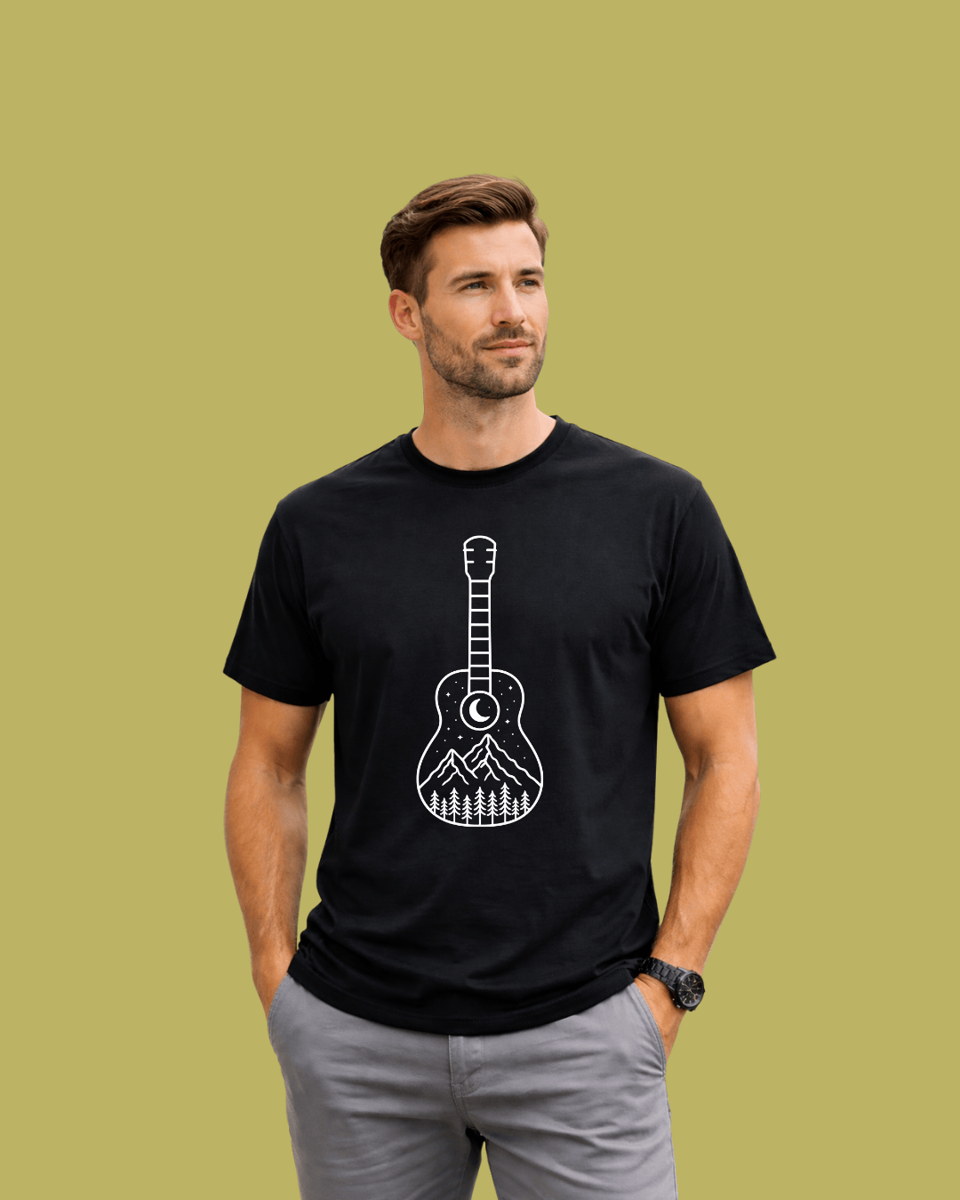 Minimalist Guitar Landscape T-shirt