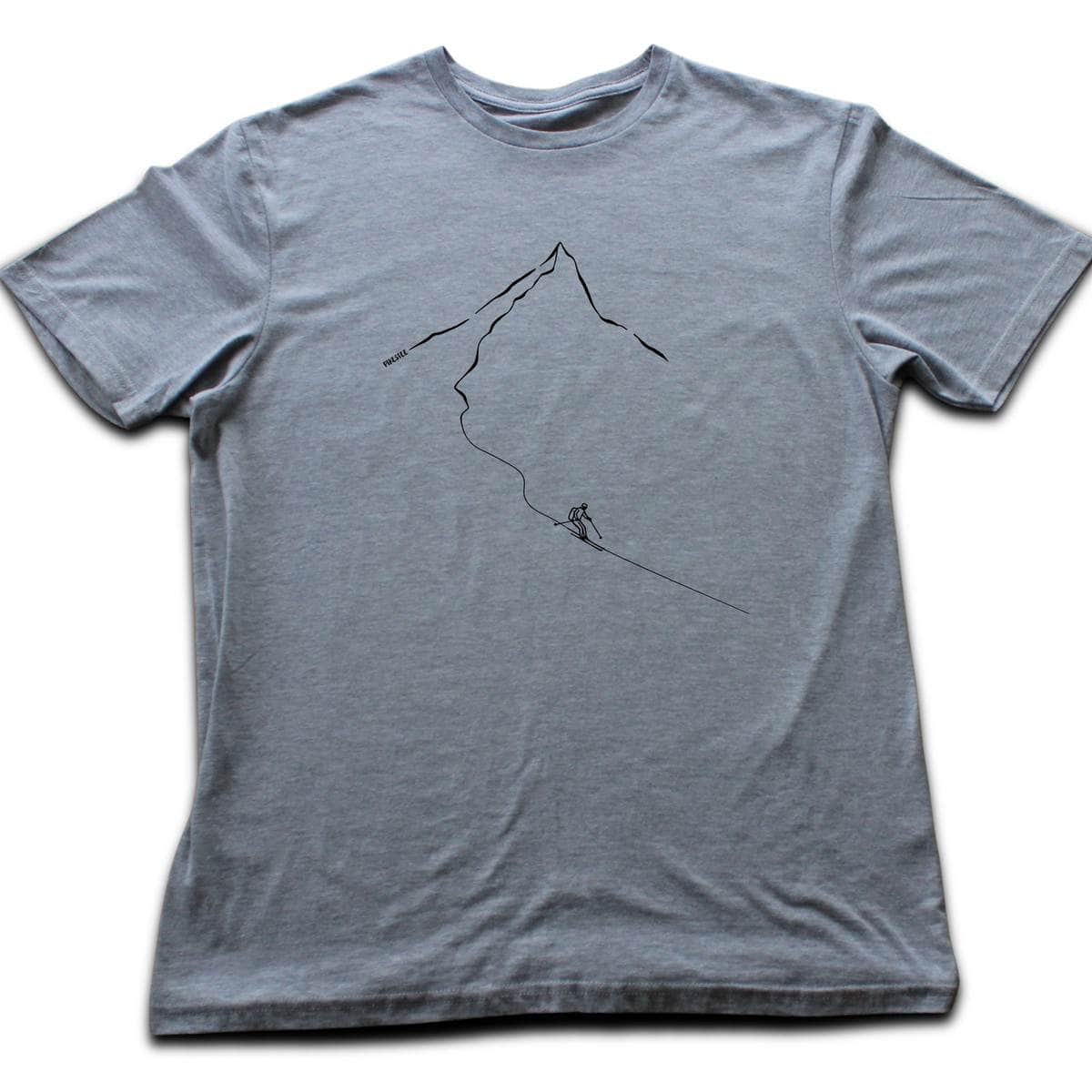 Minimalist Skier Path T-shirt - Sport Grey