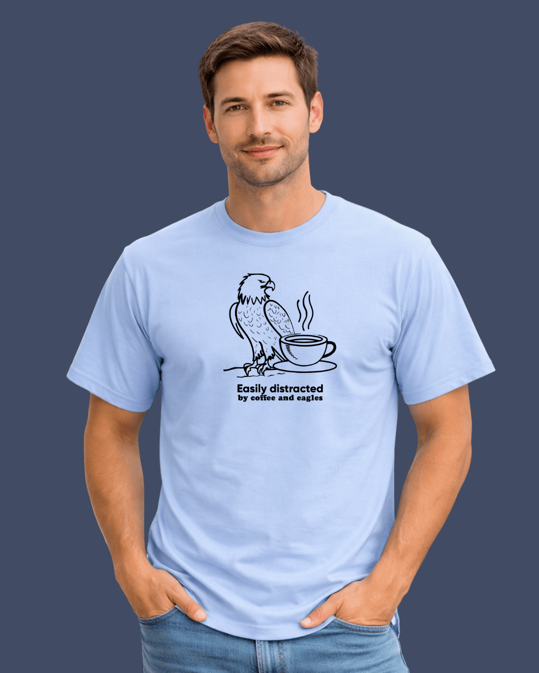 Easily Distracted By coffee and Eagles T-shirt