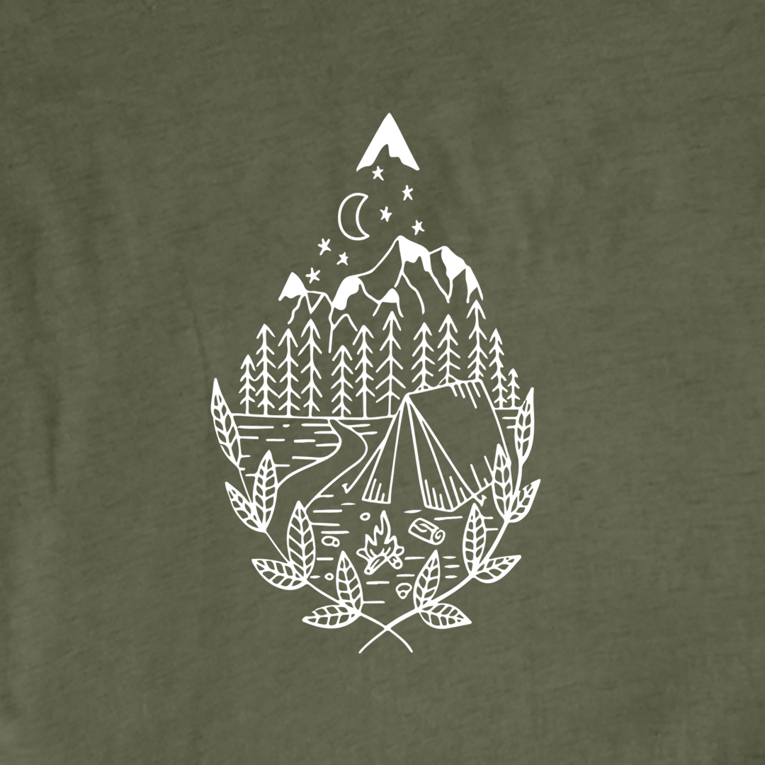 "Water Drop Camp Site" graphic T-shirt