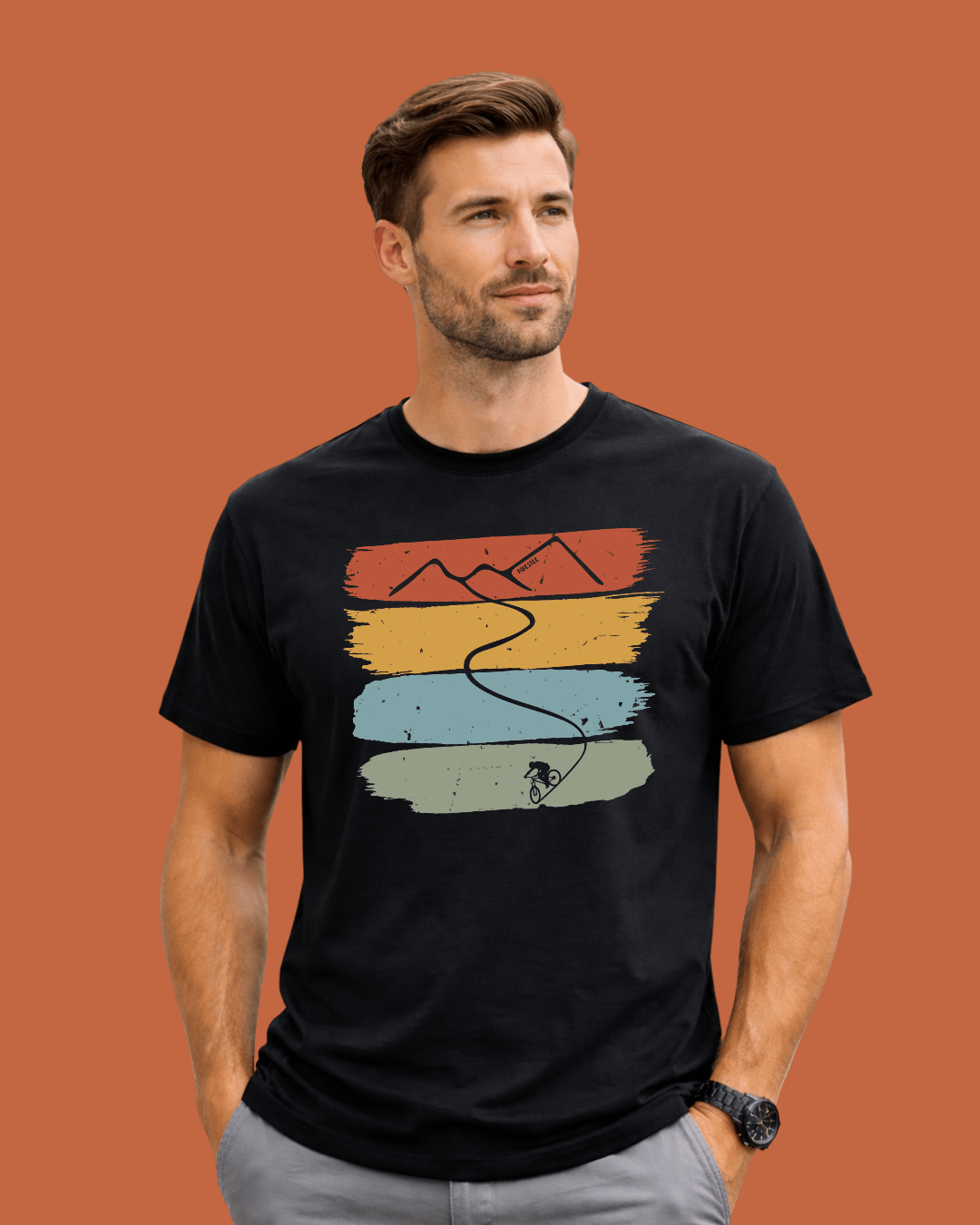 Gradient Biking Mountain Path T-shirt