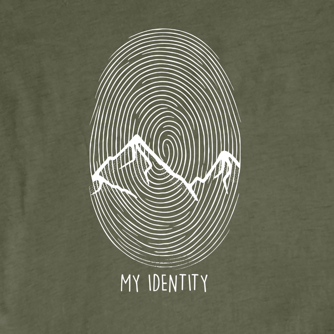 "My identity, Mountain Finger Print" graphic T-shirt