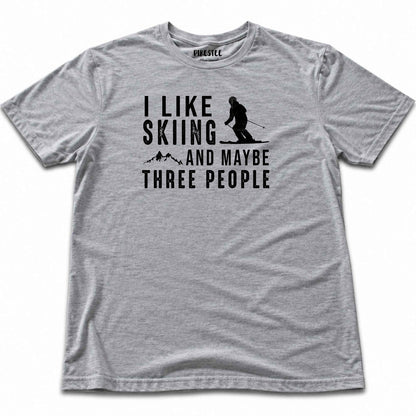 I Like Skiing And Maybe Three People T-shirt - Sport Grey
