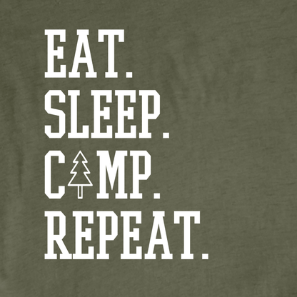 "Eat. Sleep. Camp. Repeat." Graphic T-shirt