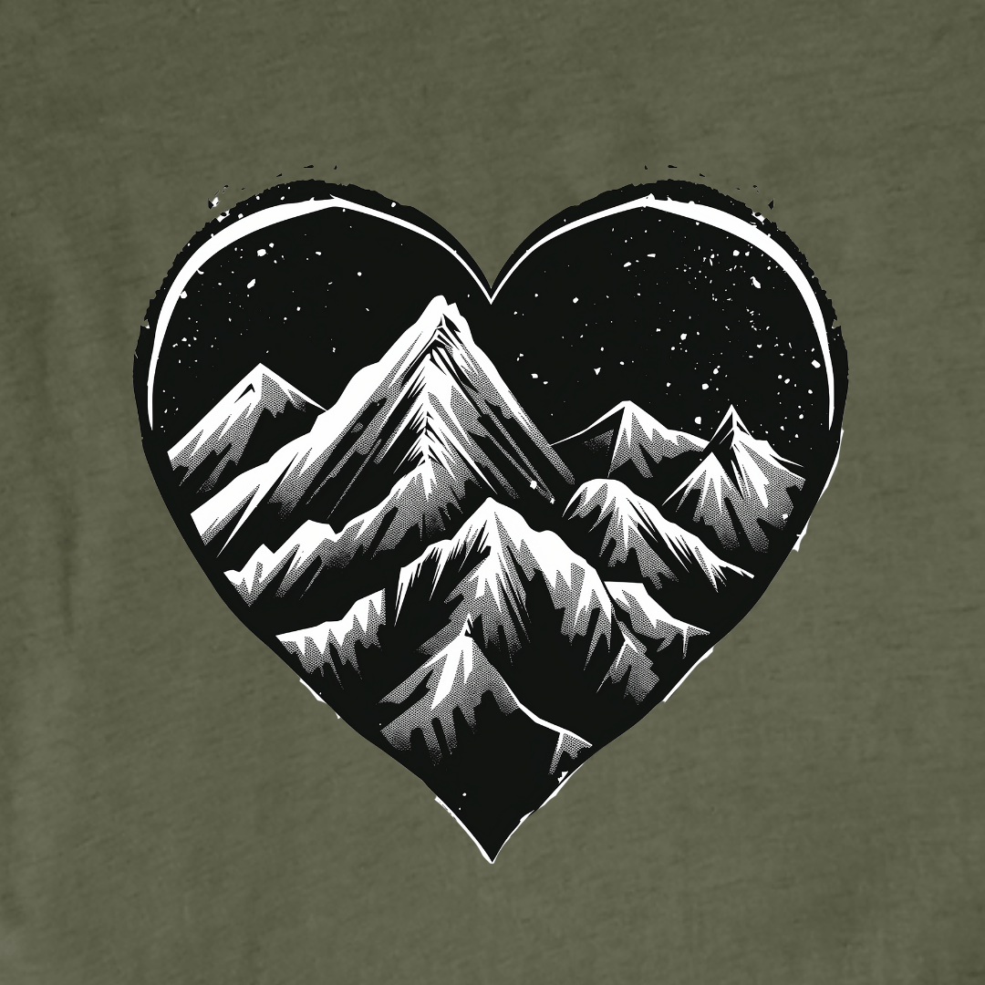 "Mountain at the right place" graphic T-shirt