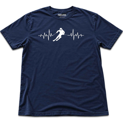 Heart Beat Skier T-shirt - Navy