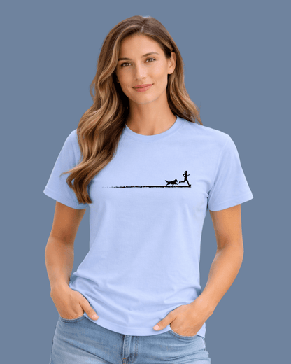 Running Girl and Dog Path  T-shirt