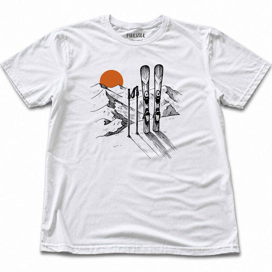 HandDrawn Ski Landscape T-shirt - White