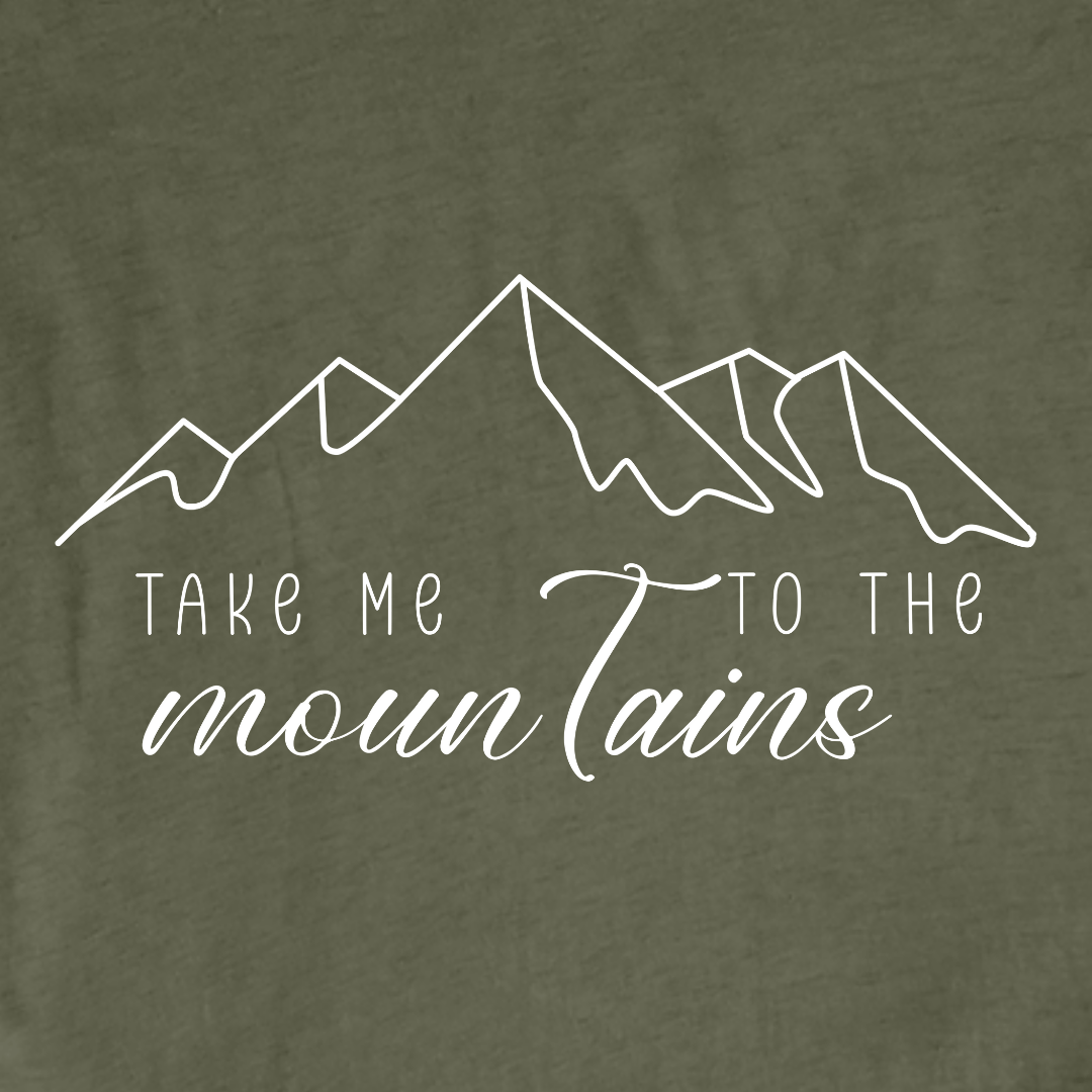 "Take me to the Mountains" White Design Graphic T-shirt