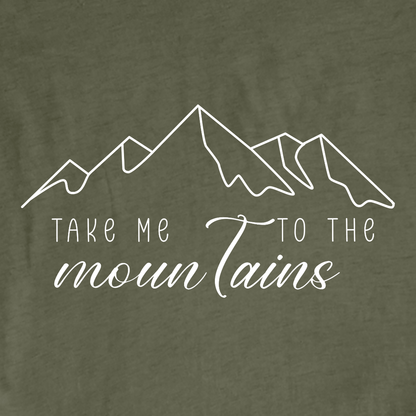 "Take me to the Mountains" White Design Graphic T-shirt