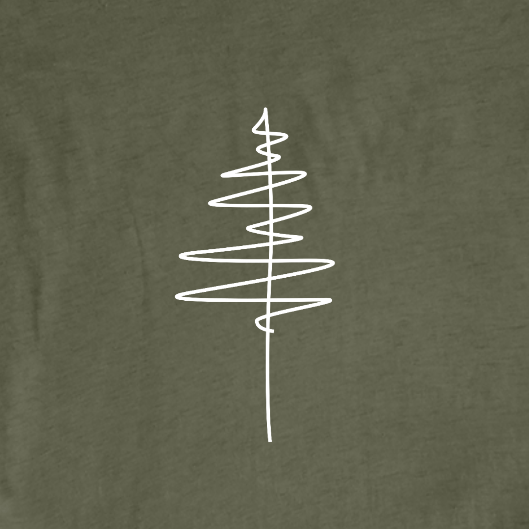 "Line Art Pine Tree" graphic T-shirt