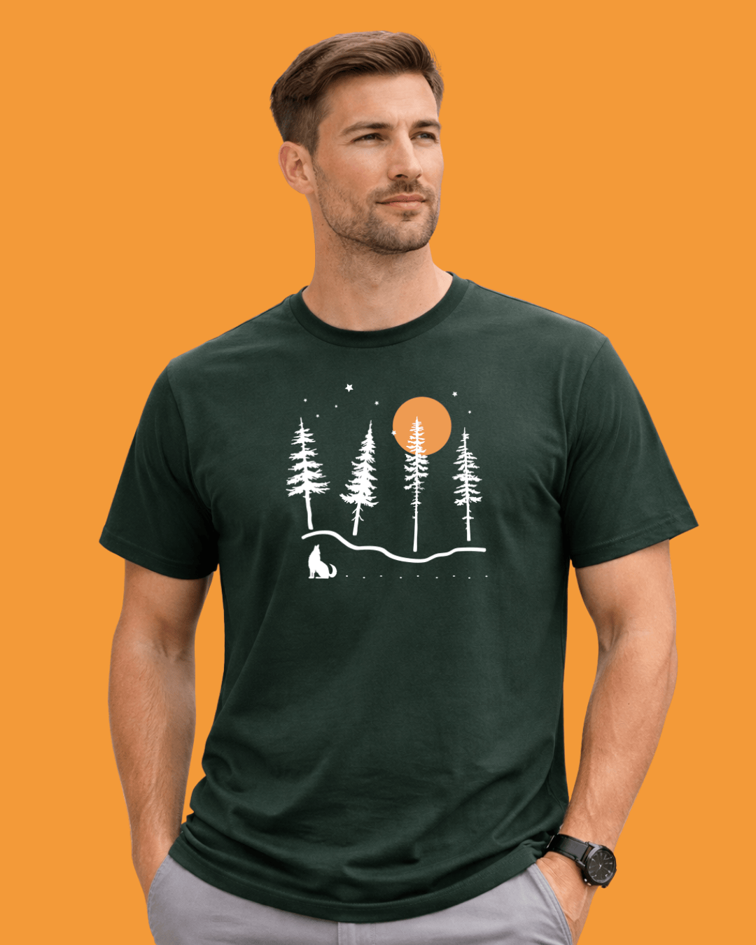 Night Landscape Wolf T-shirt