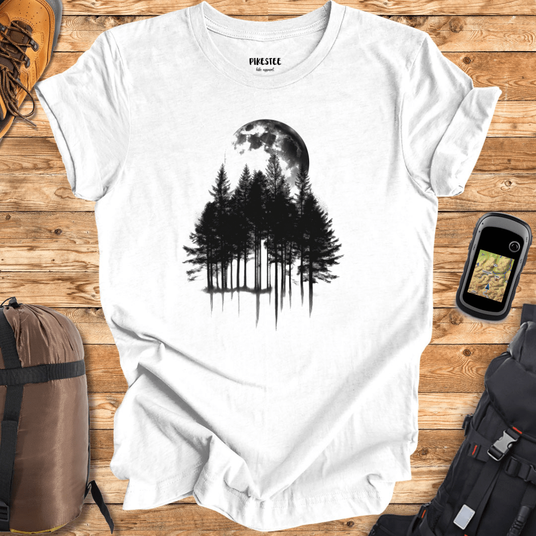 "Pine Trees And Moons Inc" graphic T-shirt