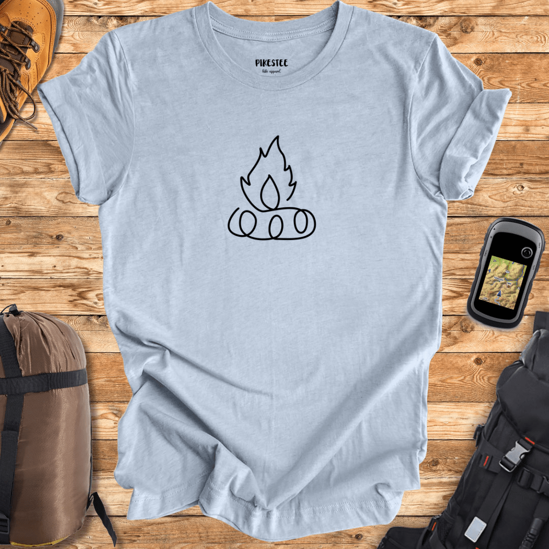 "Simple Line Art Camp Fire" graphic T-shirt