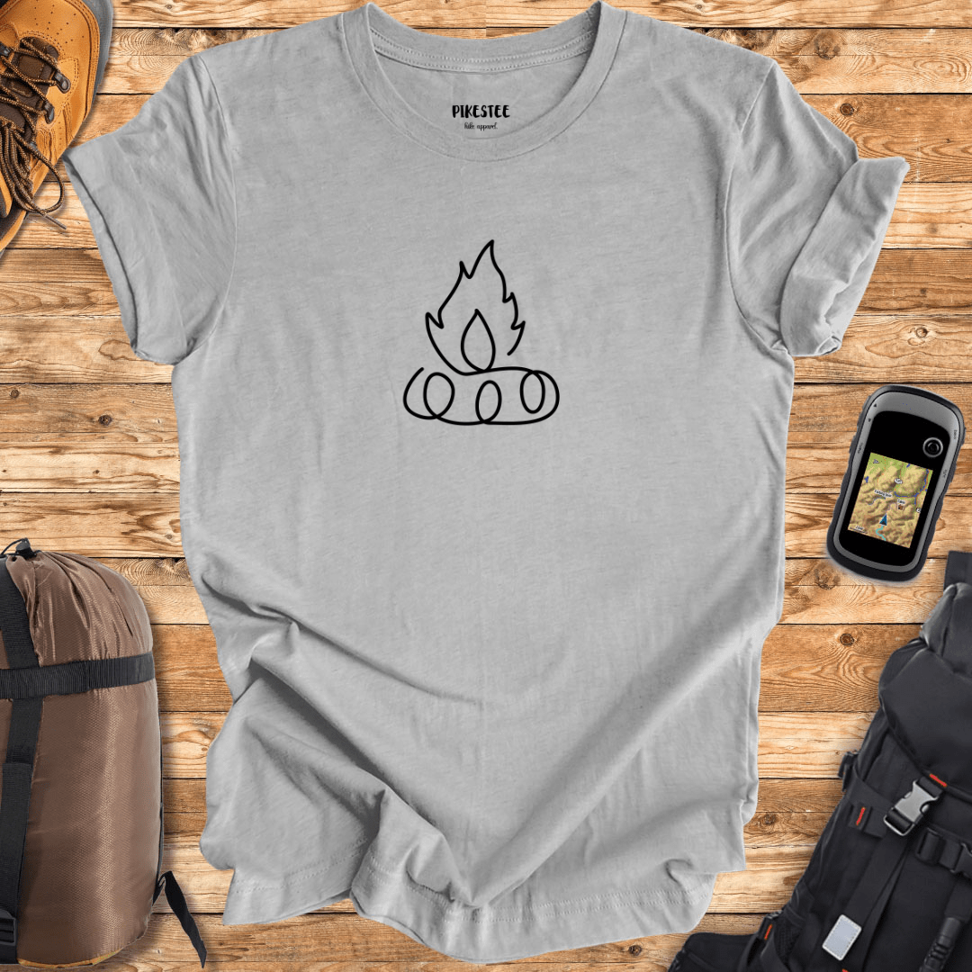 "Simple Line Art Camp Fire" graphic T-shirt