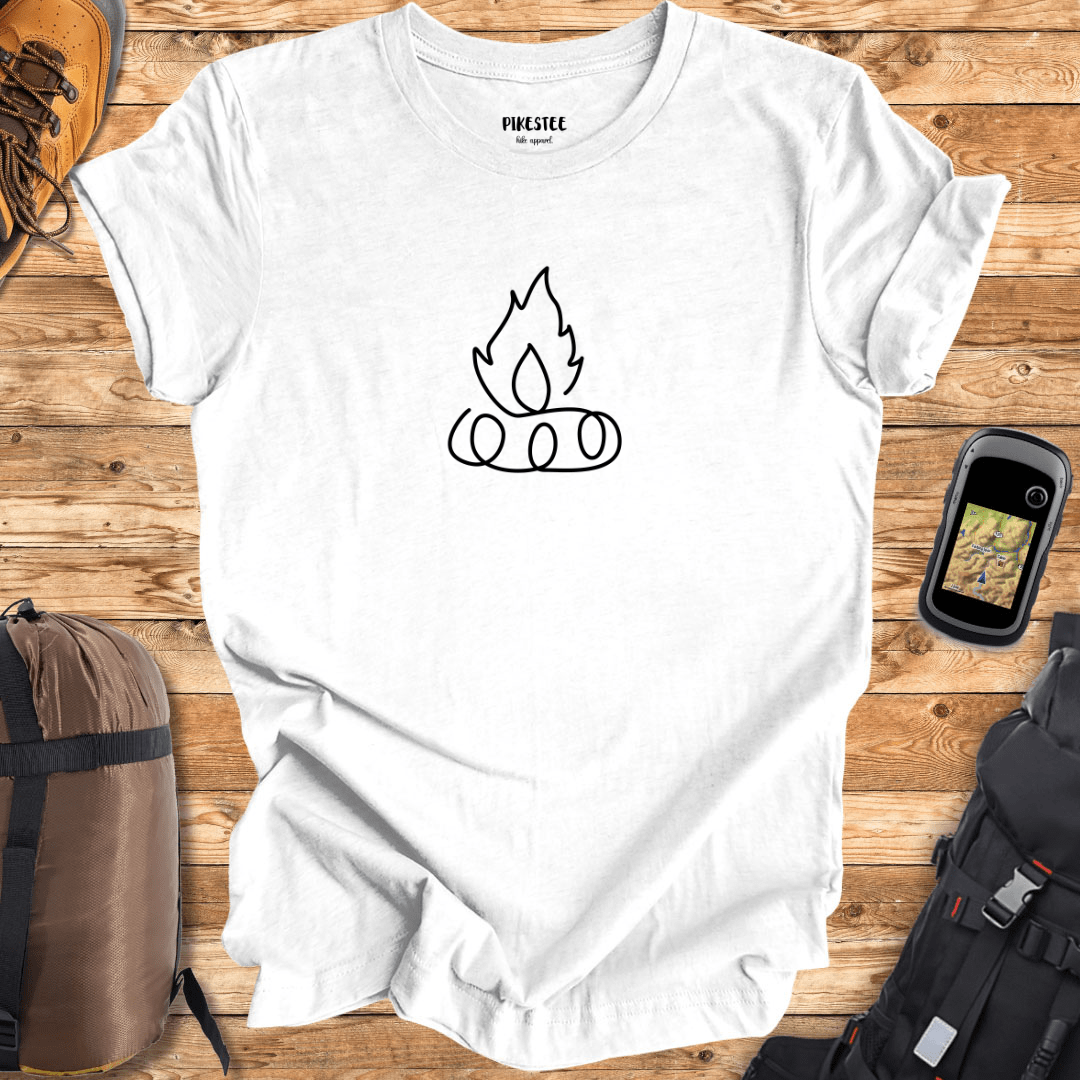 "Simple Line Art Camp Fire" graphic T-shirt