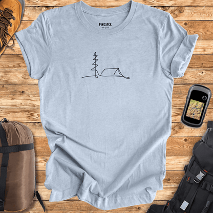 "Simple Line Art Camp" graphic T-shirt