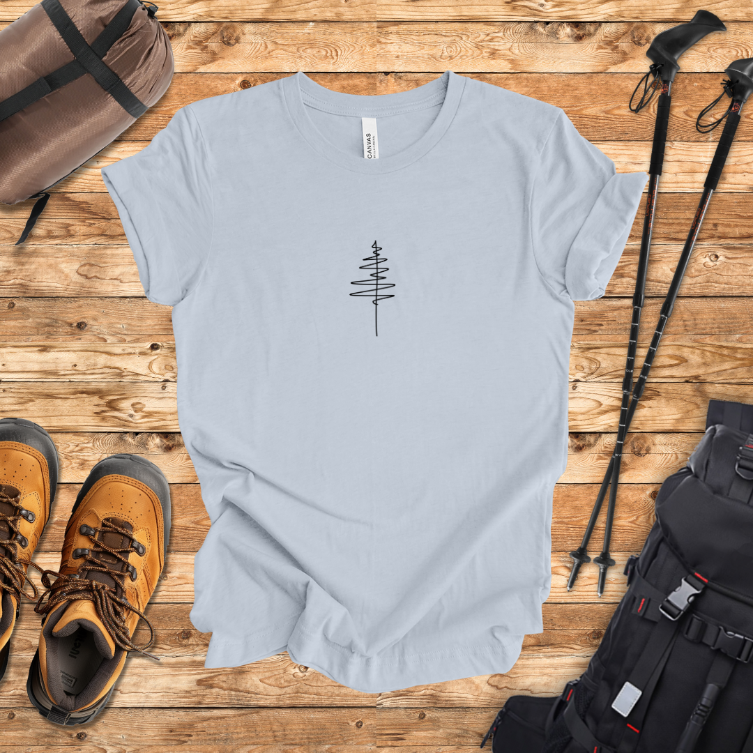 "Line Art Pine Tree" graphic T-shirt