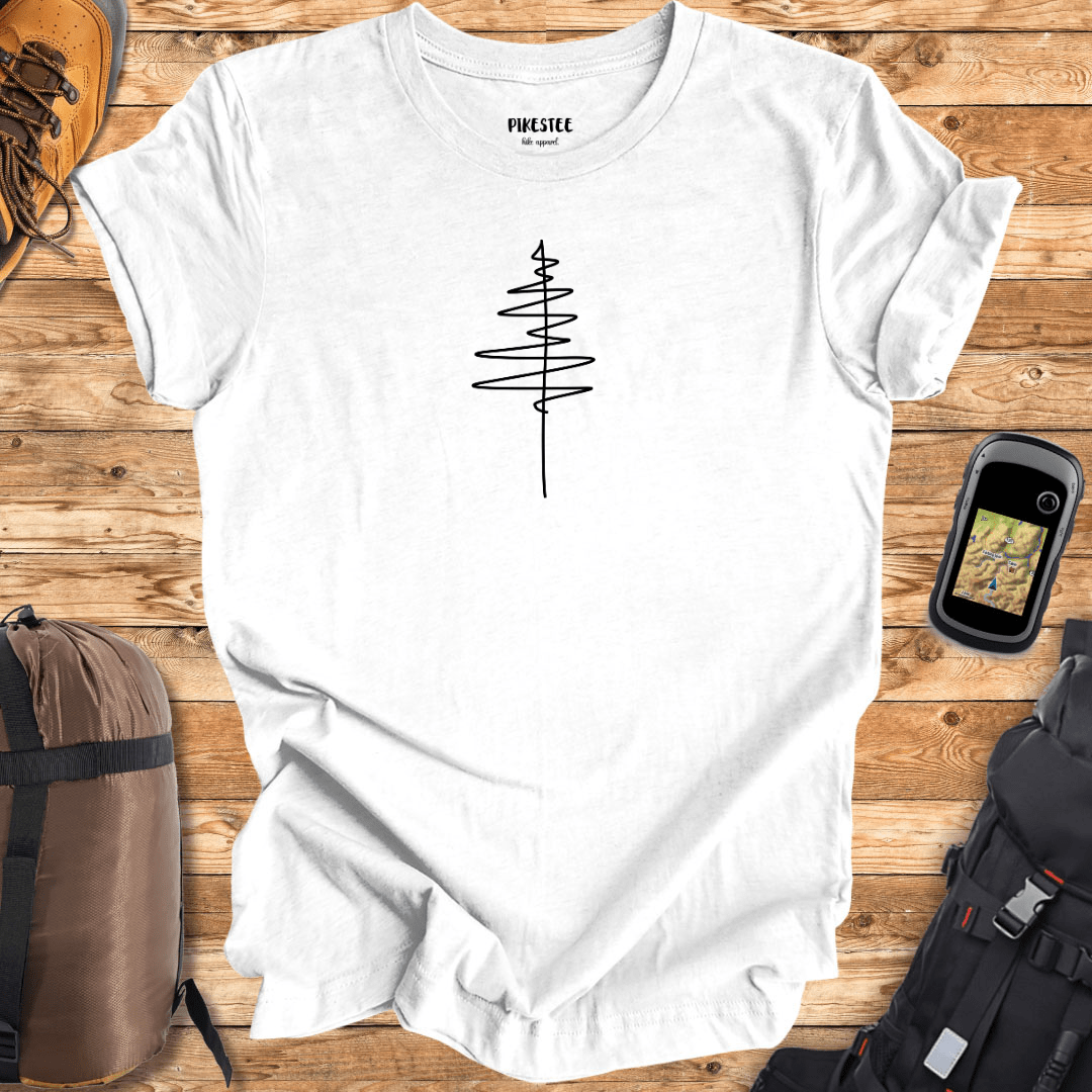 "Line Art Pine Tree" graphic T-shirt