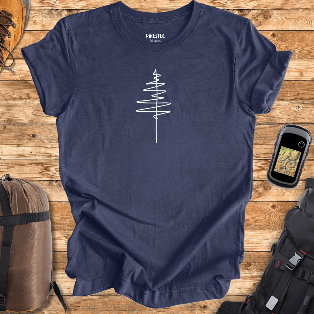 "Line Art Pine Tree" graphic T-shirt