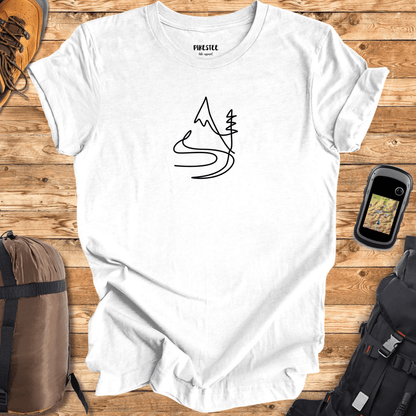 "Line Art River Landscape" graphic T-shirt