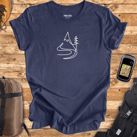 "Line Art River Landscape" graphic T-shirt