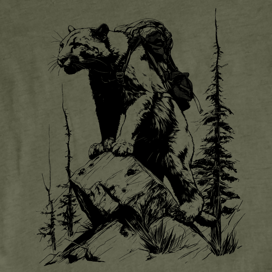 "Cougar Also Wander" Black graphic T-shirt