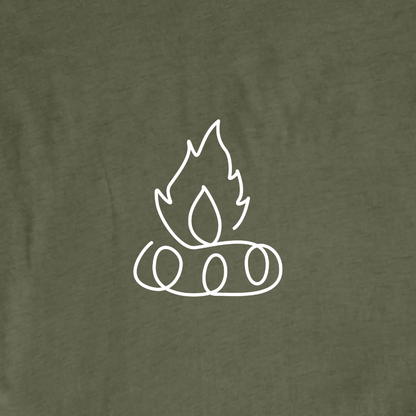 "Simple Line Art Camp Fire" graphic T-shirt