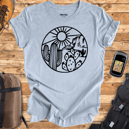 "Cactus Round Landscape" graphic T-shirt