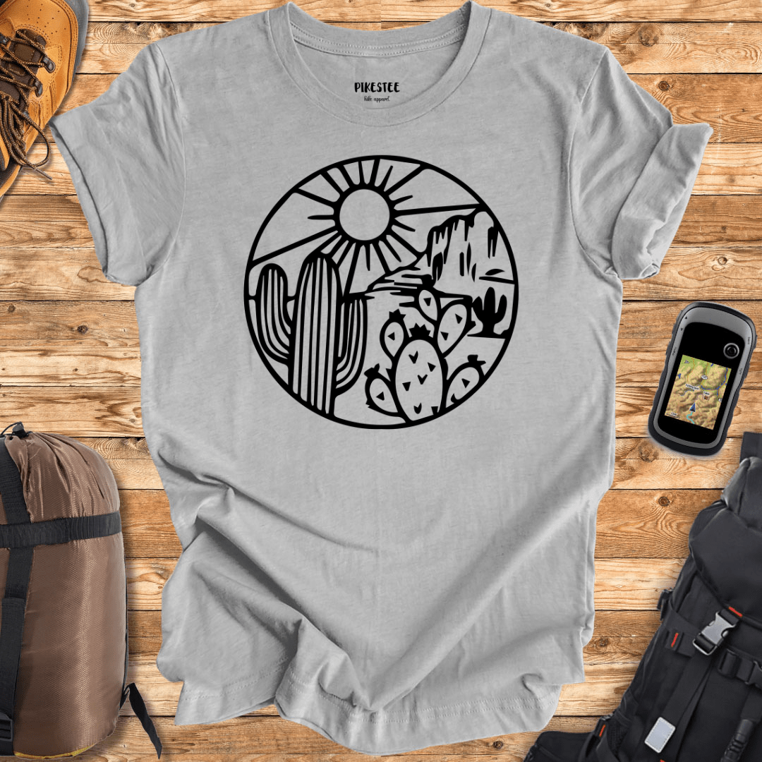 "Cactus Round Landscape" graphic T-shirt