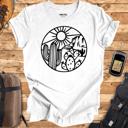 "Cactus Round Landscape" graphic T-shirt