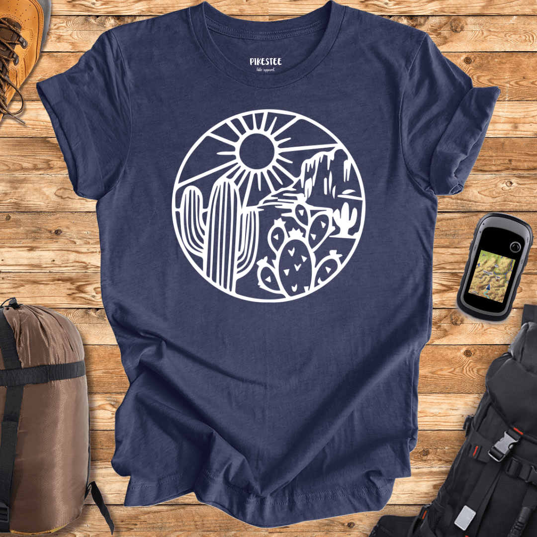 "Cactus Round Landscape" graphic T-shirt