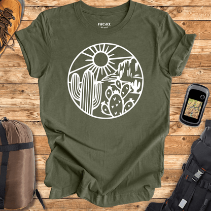 "Cactus Round Landscape" graphic T-shirt