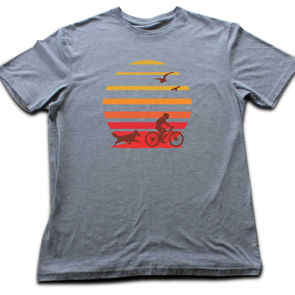 Biking Girl And Dog Colors T-shirt