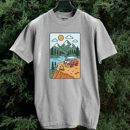 Cartoon Van Landscape T-shirt