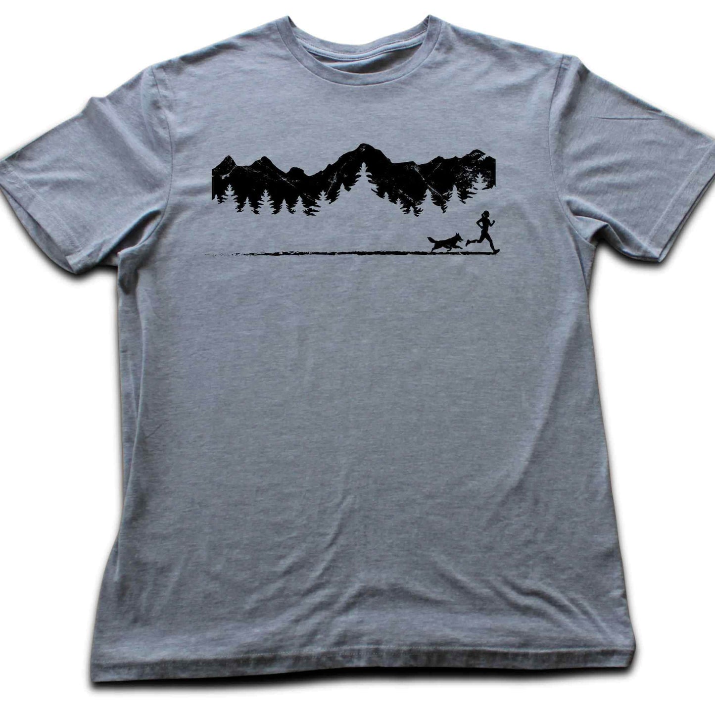 Running Girl and Dog Panorama T-shirt