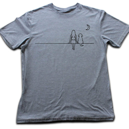 Girl And Dog Moon T-shirt