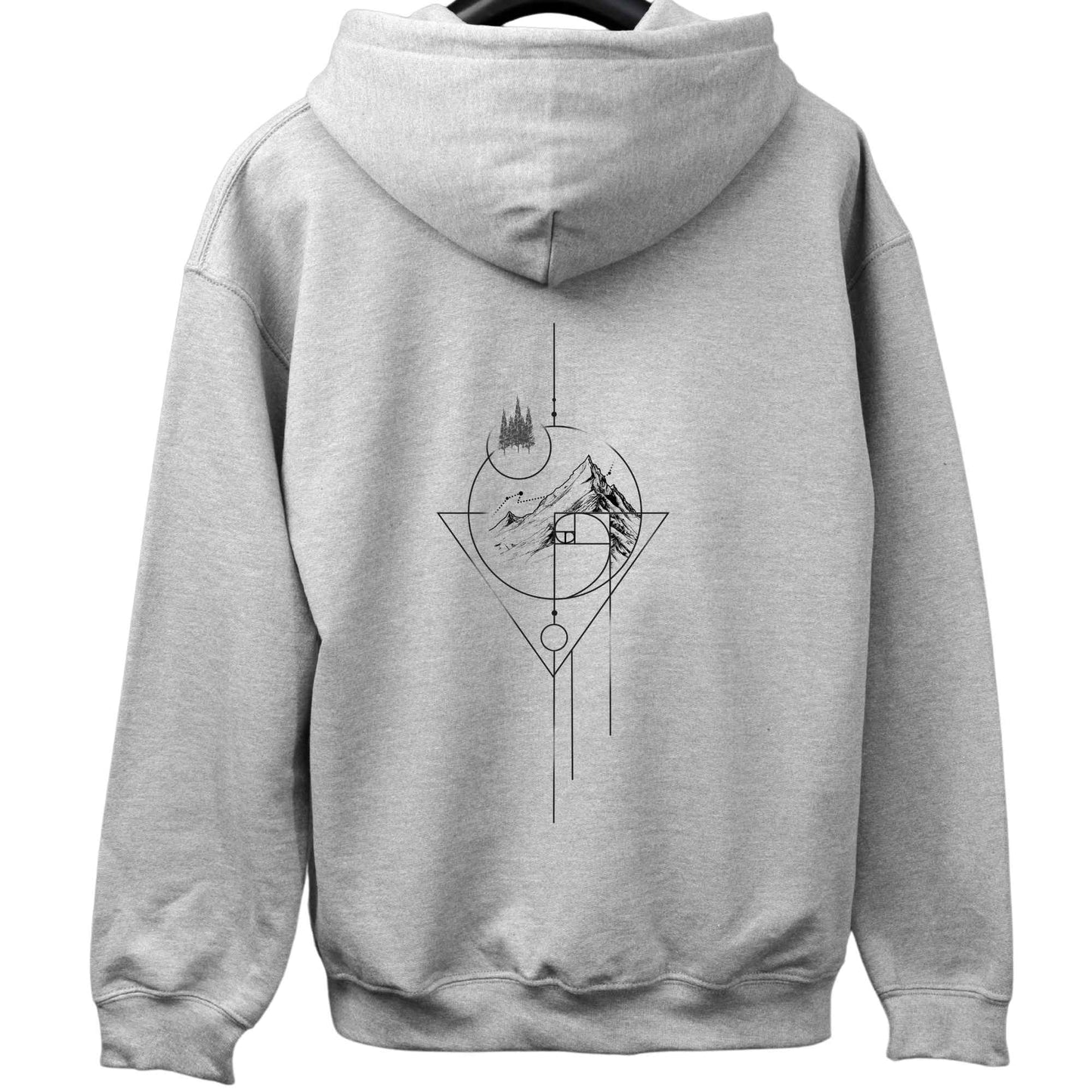 Geometric Art Mountain Back-Print Hoodie