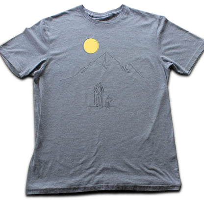 Line Art Hiker And Dog  T-shirt