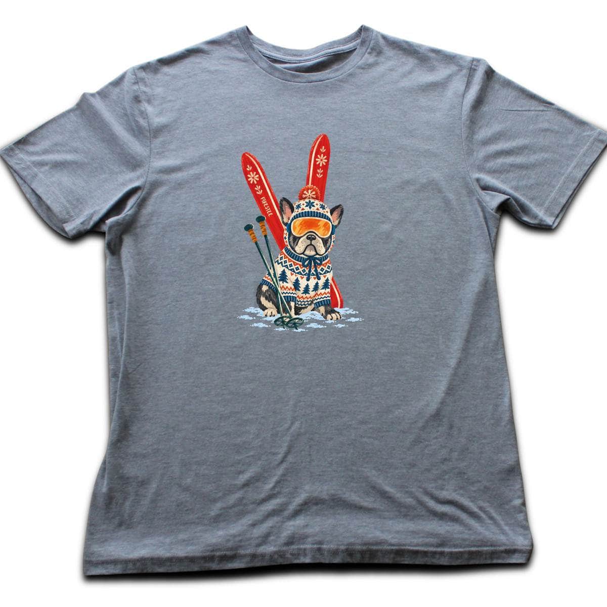 Skiing French Buldog T-shirt - Sport Grey