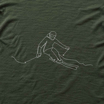 Skier Line Art T-shirt - Military Green - hero