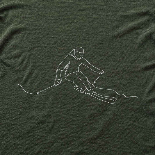 Skier Line Art T-shirt - Military Green - hero