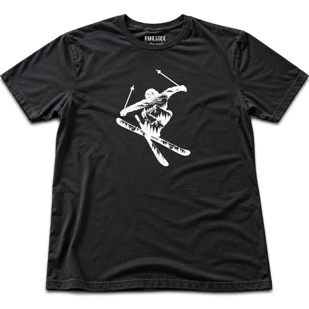 Mountain Landscape Ski Jump T-shirt - Black