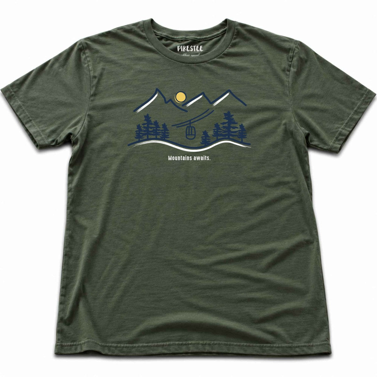 Mountains awaits T-shirt - Military Green