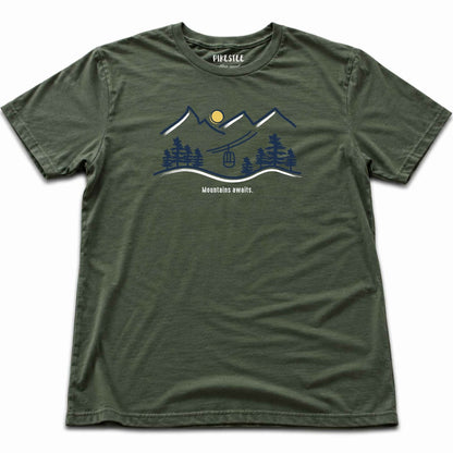 Mountains awaits T-shirt - Military Green