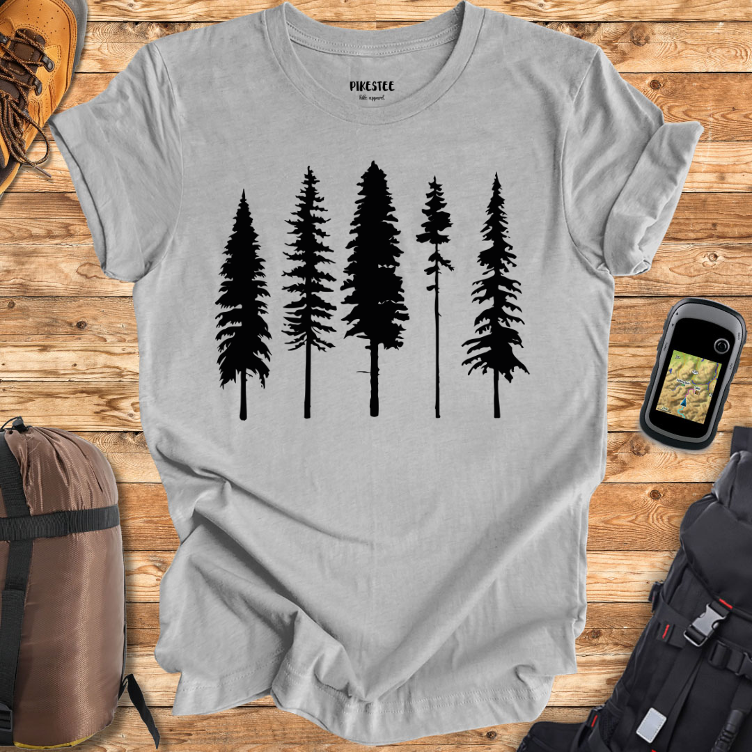 "Line Of Pine Trees" graphic T-shirt