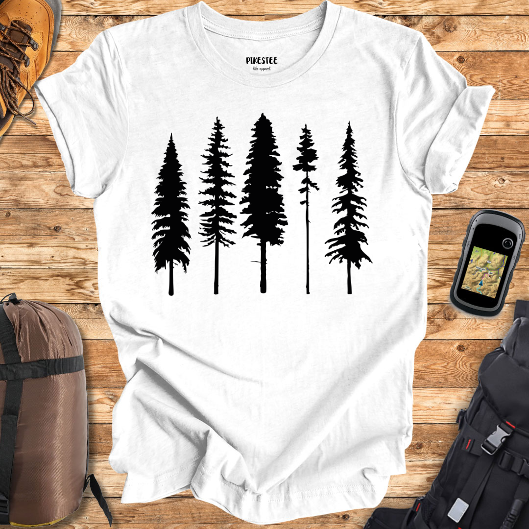 "Line Of Pine Trees" graphic T-shirt