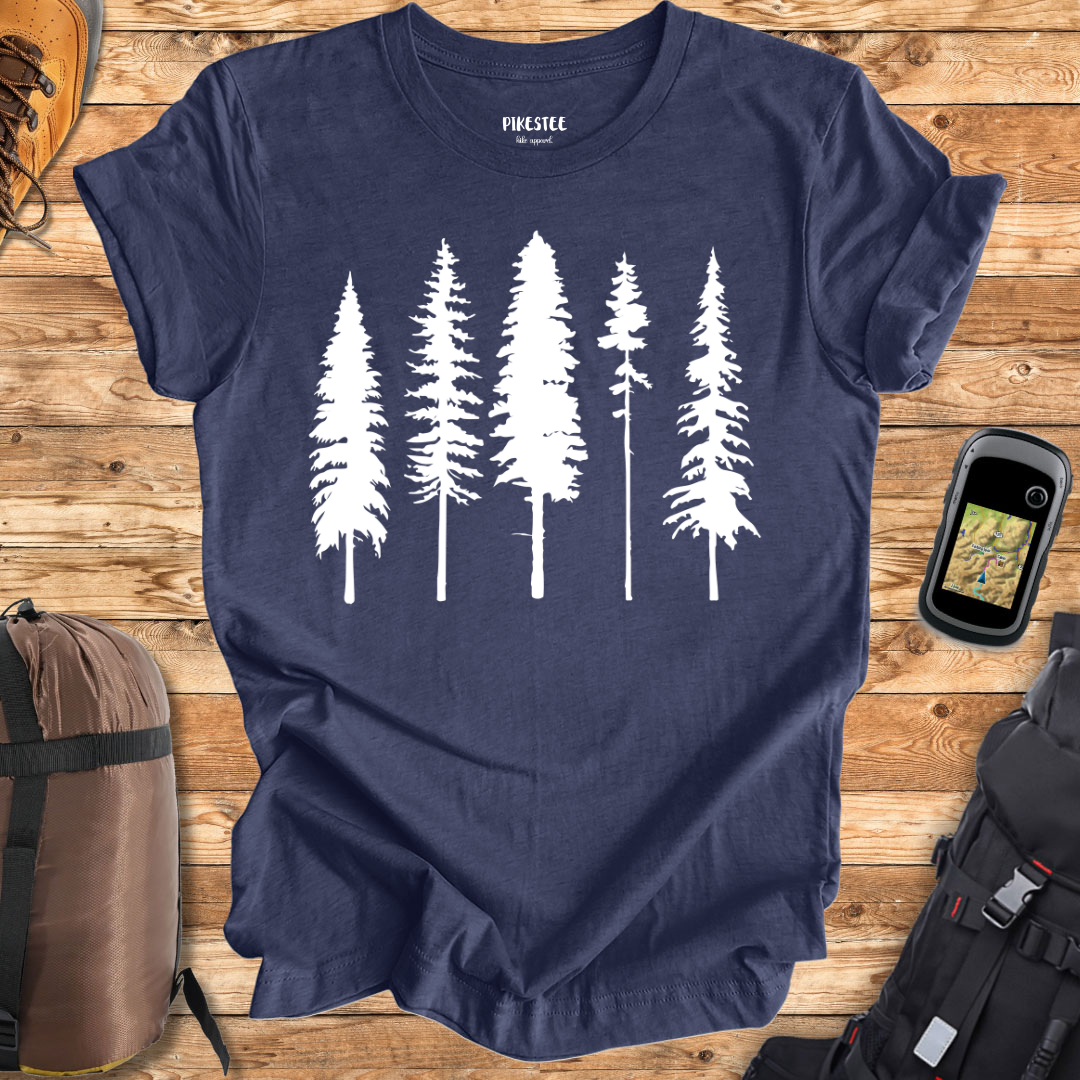 "Line Of Pine Trees" graphic T-shirt