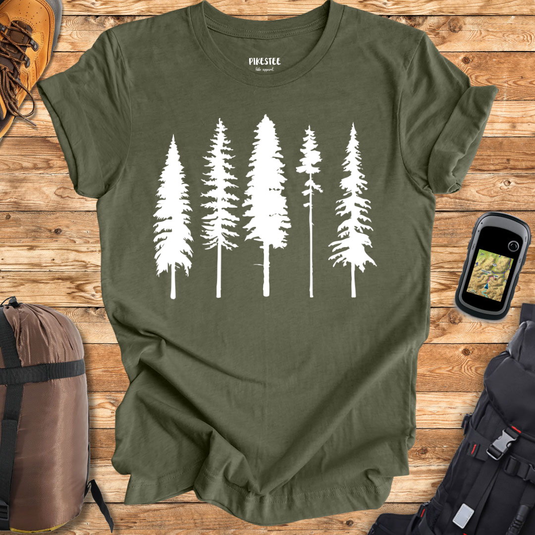 "Line Of Pine Trees" graphic T-shirt