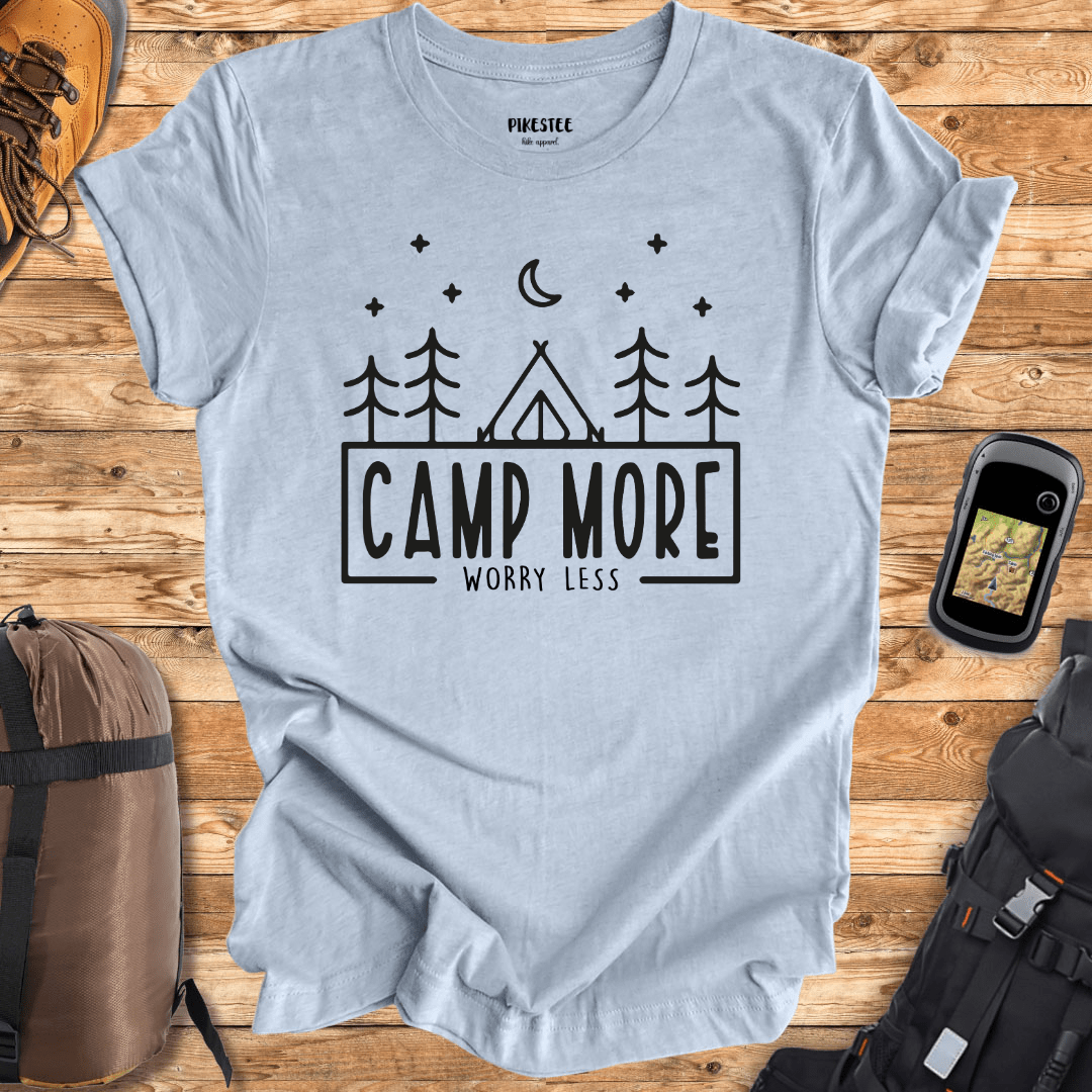 "Camp More, Worry Less" graphic T-shirt